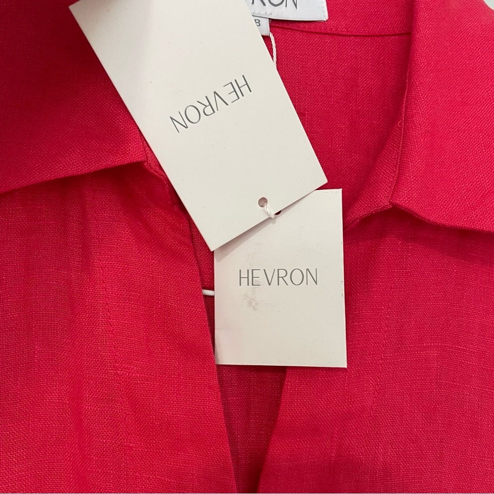 Red Midi Shirt Dress with Front Slits - Picture 8 of 11